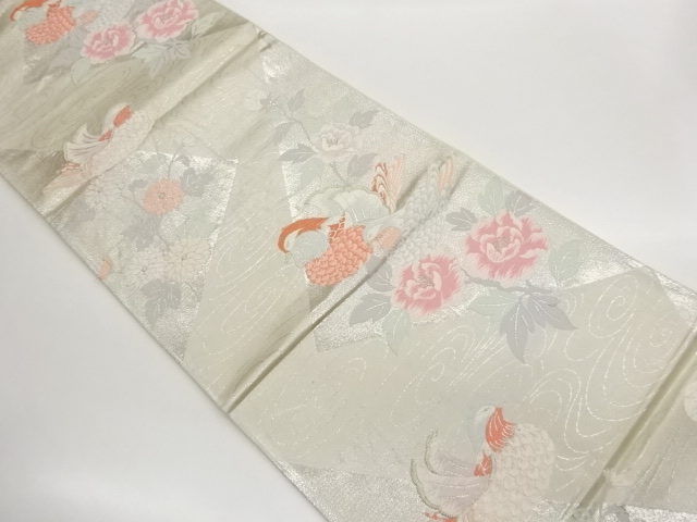 JAPANESE KIMONO / FUKURO OBI / WOVEN MANDARIN DUCK & LAKE SIDE